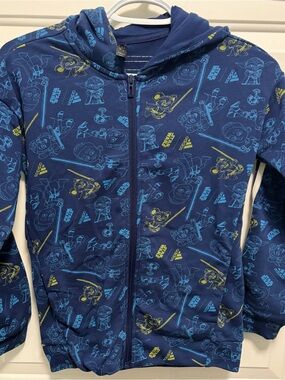 adidas x Star Wars Kids Zip Hoodie Blue Graphic Size S (10Y)